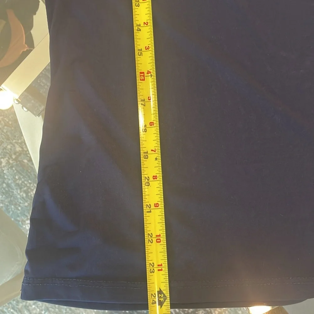 Double Take Petites  Size S Stretch Top in Navy Blue with Ribbon Neckline - Picture 8 of 10